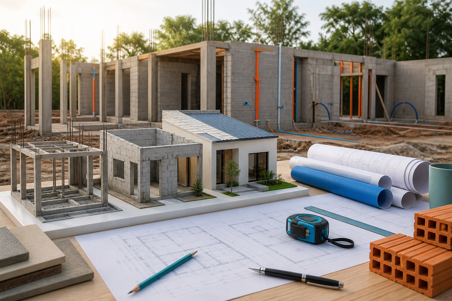 Maquetas y planos de una vivienda proyectada por etapas para evitar retrabajos