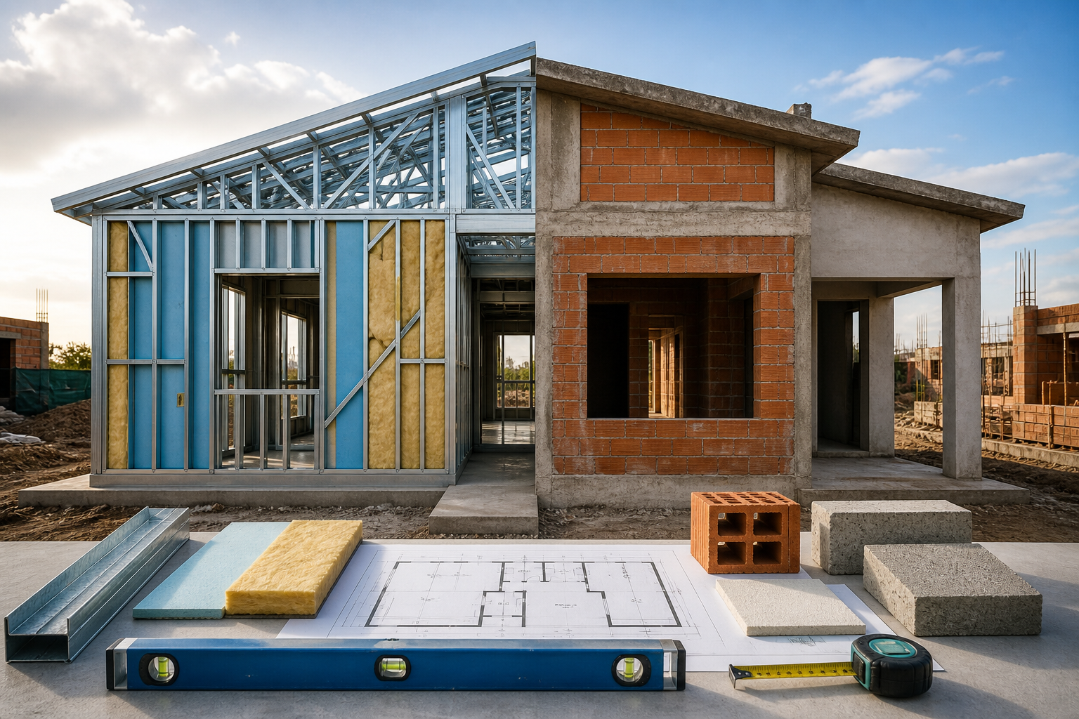 Una estructura de Steel Frame y una construcción tradicional comparadas en un proyecto de vivienda
